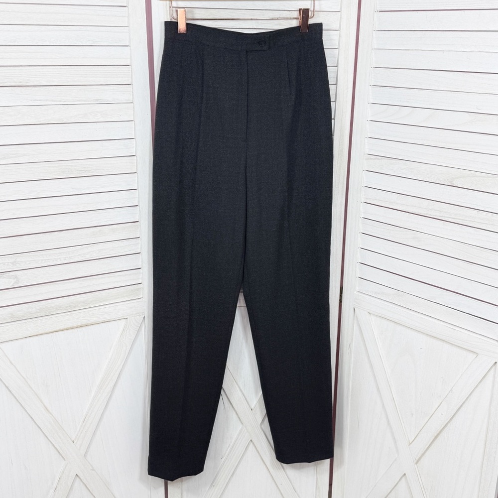 Jones‎ New York High Waist Tapered Leg Wool Trouser Dress Pants Grey 8